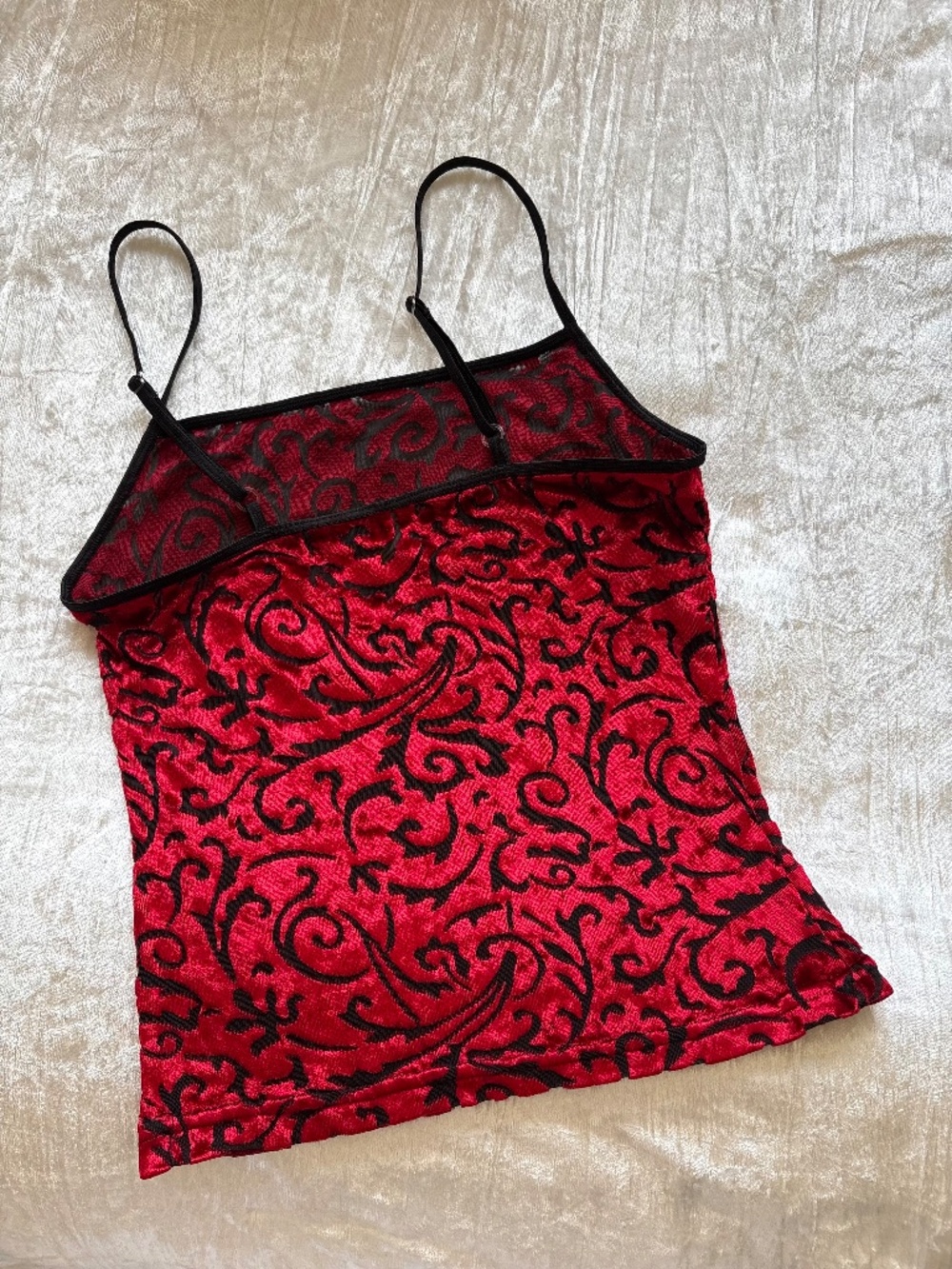 Raven Gothic Red Medusa Velvet Cami Top - Size S - Vintage Goth Y2K - Picture 2 of 3